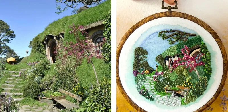 Hobbiton Stickerei